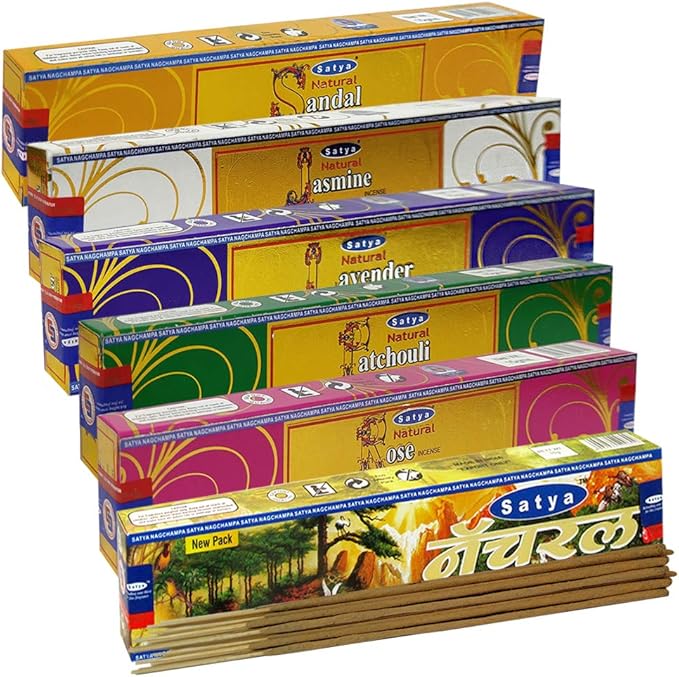 Satya Incense Sticks Variety Pack #1 and Incense Stick Holder Bundle with 6 Natural Series Fragrances TRUMIRI