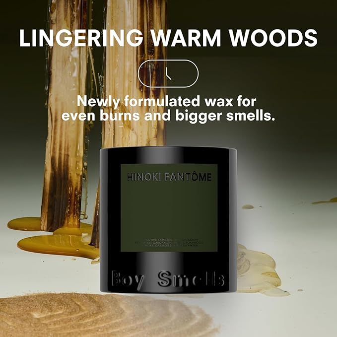 Hinoki Fantôme Scented Candles for Men and Women - 27 oz - Soy, Coconut Wax Candle Blend - Aromatic Candles for Home with Japanese Cypress, Jasmine and Smoked Amber - 100-Hour Burn - Cotton Wick - Bloomnest