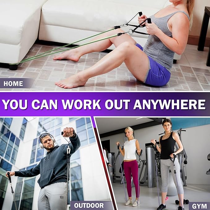 WHATAFIT Resistance Bands, Exercise Bands，Resistance Bands for Working Out, Work Out Bands with Handles for Men and Women Fitness, Strength Training Home Gym Equipment - Bloomnest