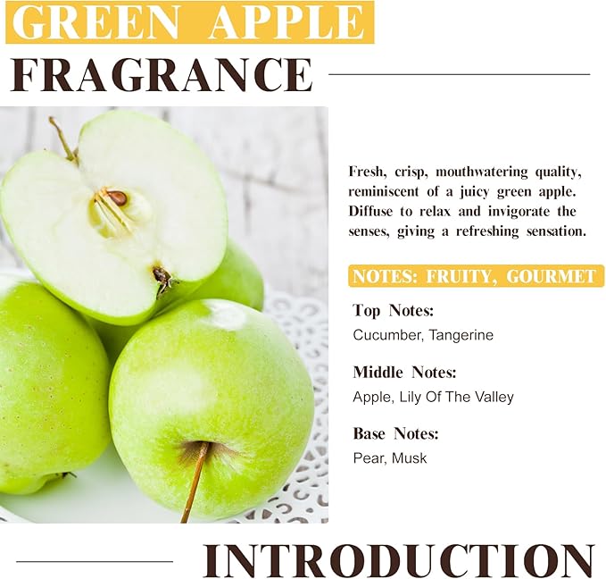 EUQEE Green Apple Fragrance Oils, 2.02 Fl oz / 60ml Essential Oils for Diffuser, Candle Making, DIY Soap with Glass Dropper - Bloomnest