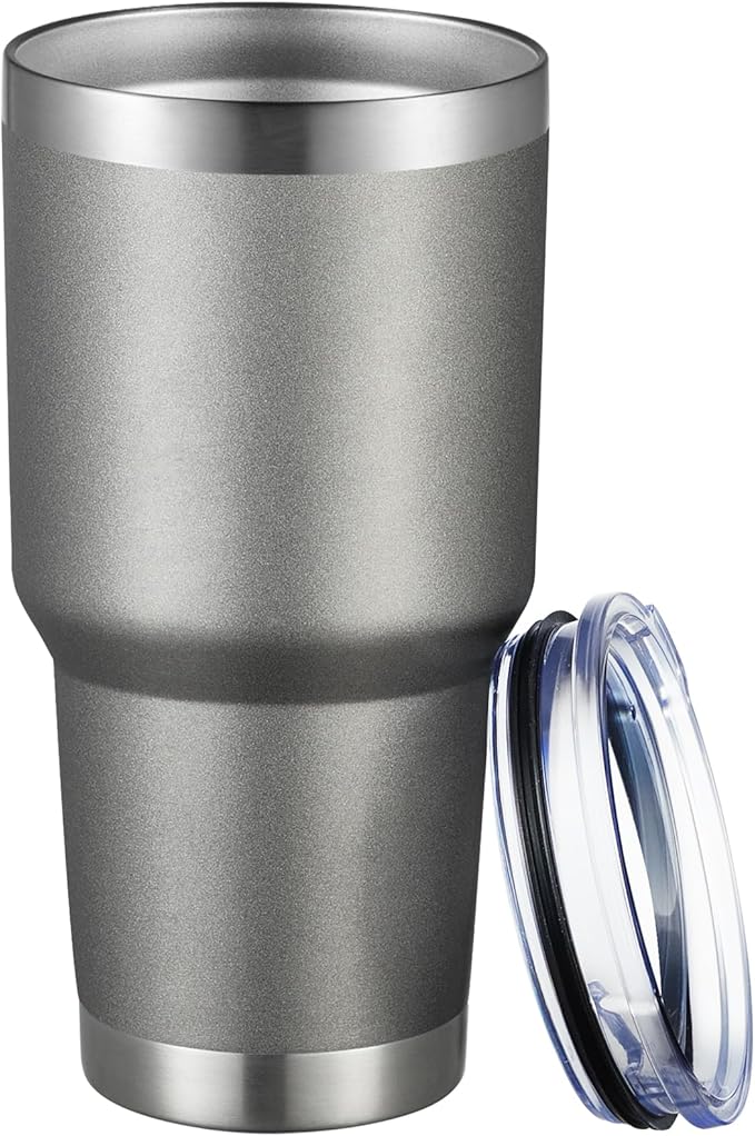 MEWAY 30oz Tumbler Double Wall Vacuum Insulated Travel Mug, Stainless Steel Tumbler with Lid, Durable Powder Coated Insulated Coffee Cup for Cold & Hot Drinks (Cold Grey,1 PACK) - Bloomnest