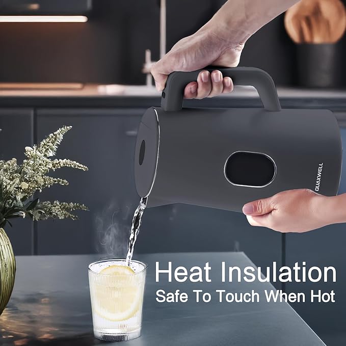 1.5L Electric Kettle Stainless Steel, Double Wall Cool Touch Teapot, Fast Boil,5 Temperature Control, LED Display, Auto Shut-Off, BPA-Free,Keep Warm Function, Ideal for Tea & Coffee,Gray - Bloomnest