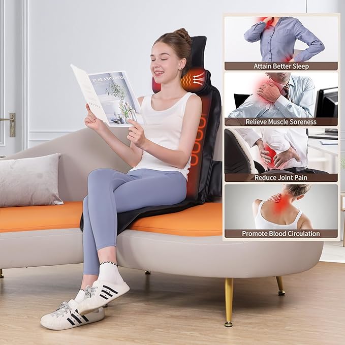 Shiatsu Back Massager with Heat, Massage Chair Pad for Full Back, Seat Massager for Office/Home,Gift for Father/Mother - Bloomnest