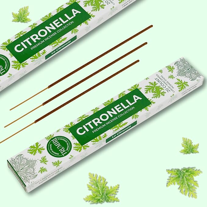 Citronella Incense Sticks for Outdoor Camping - Total 40 Insence-Sticks - Dual Pack of 20 Insense - Inciensos - Inscents - Natural Non Toxic Ingredients - Incents - Incence - Inscense TRUMIRI