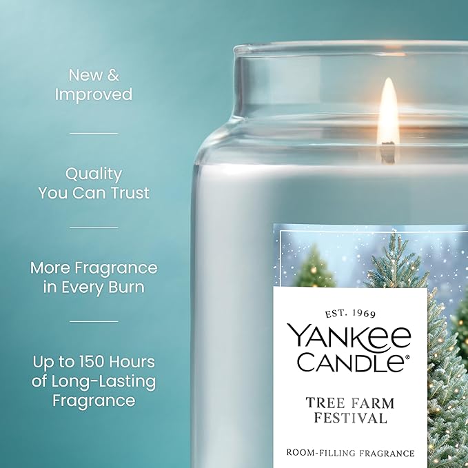 Yankee Candle Tree Farm Festival Scented Candle, 22oz Large Jar with up to 150 Hour Burn Time, Giftable, Holidays - Bloomnest