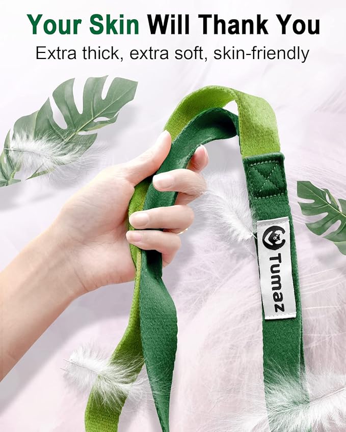 Tumaz Stretching Strap - 10 Loops & Non-Elastic Yoga Strap - The Perfect Home Workout Stretch Strap for Physical Therapy, Yoga, Pilates, Flexibility - [Extra Thick, Durable, Soft] - Bloomnest