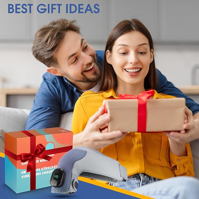 YUANBO Heated Shoulder Wrap Massager Cordless Electric Shoulder Heating Pad for Neck with Massage 3 Heat & Vibration