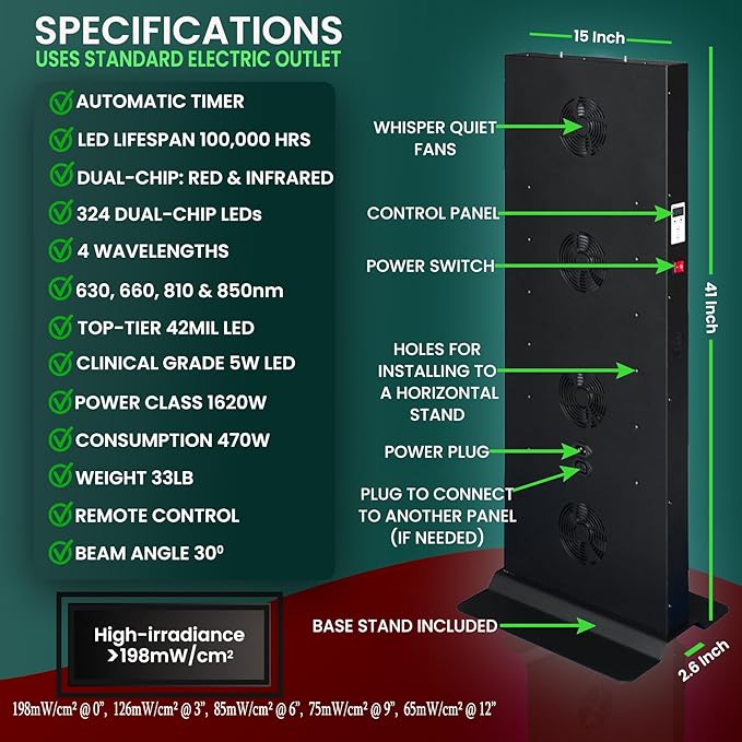 Red Light Therapy Device for Full Body, 630nm, 660nm, 810nm & 850nm, Near Infrared Dual-Chip Clinical Grade LED Panel for Smooth Skin, Weight, Pain and Overall Wellness (324LED) EXESAS