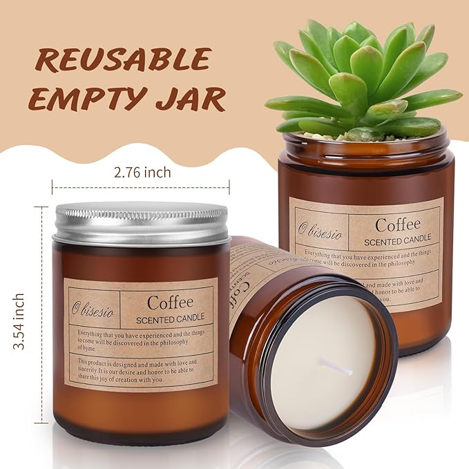 Scented Coffee Candle, Candles for Home Scented, Candles Clearance for Women, Aromatherapy Jar Candles Gift for Home(Amber Jar, Coffee) - Bloomnest