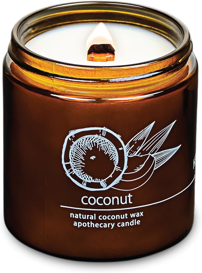 Hemlock Park Crackling Wood Wick Candle Handcrafted with Natural Coconut Wax (Large 16 oz, Coconut) - Bloomnest