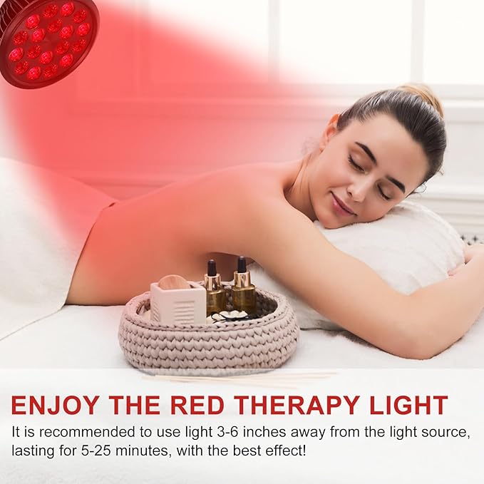 Red Light Therapy Bulb, 18 LEDs Red Light Therapy Lamp for Body and Face with 660nm Red and 850nm Infrared Light Therapy Device for Skin Care Pain Relief Suitable E26 Socket-Only Bulb - Bloomnest