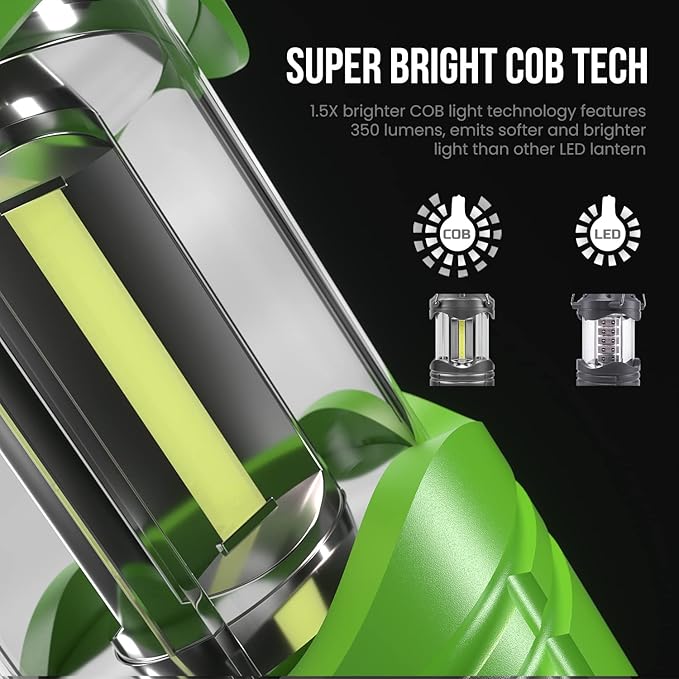 Lichamp LED Camping Lantern, 4 Pack Battery Powered Flashlight for Power Outages, Portable Collapsible Hanging Light Essential for Home, Outdoor, Emergency Lamp Survival Kit Gear for Hurricane, Green - Bloomnest
