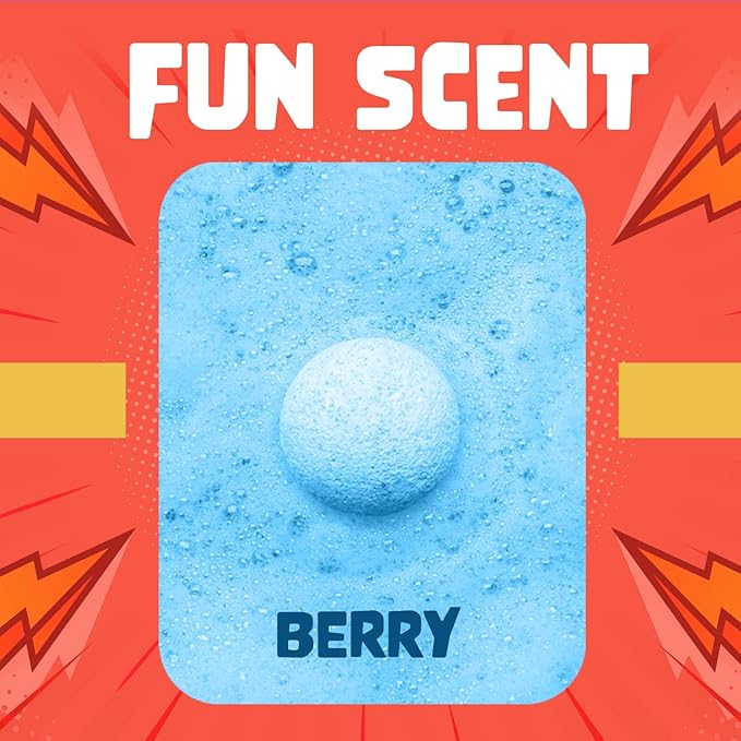 Superhero Bath Bombs for Kids & Boys with Surprise Hero Toys Inside (1 Pack) - Large Bubble Bath Bombs for Boys & Girls - Gift for Children & Stocking Stuffers - Fruity Scent, USA Made by Two Sisters - Bloomnest