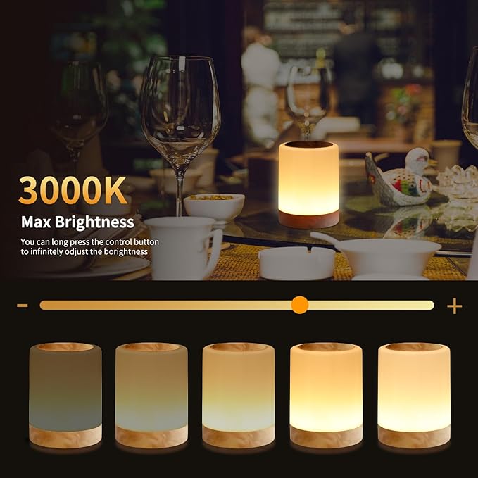 OORUN Touch Bedside Table Lamp,13 RGB Colors & 5 Brightness, USB Rechargeable Desk Lamp, Remote Control Dimmable Night Light with RGB Color Changing,Portable Lamp for Baby, Bedroom, Living Room - Bloomnest