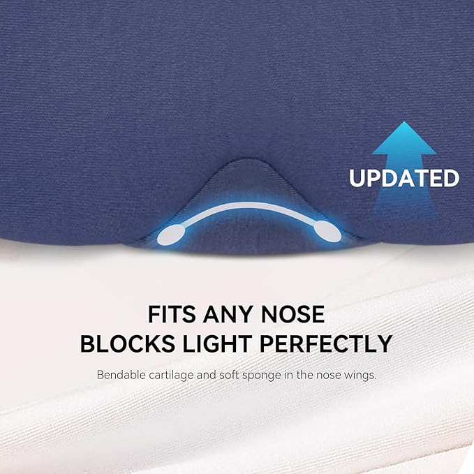 Mavogel Cotton Sleep Mask - 100% Handmade, Light Blocking Sleep Eye Mask with Updated Bending Nose Design, Soft Sleeping Mask for Women Men, for Sleep/Office/Naps, Includes Travel Pouch (Starry Blue) - Bloomnest