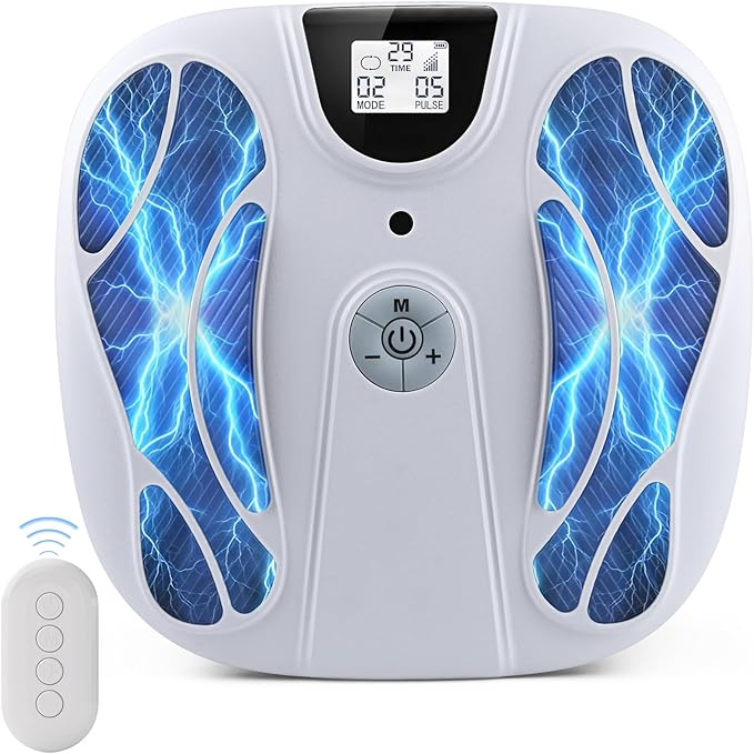 FSA EMS Foot Massager-Electronic Muscle Stimulator Relief for Neuropathy, Plantar Fasciitis & Foot Pain- 10 Modes, 20 Intensities, Remote - Silent Operation - Bloomnest