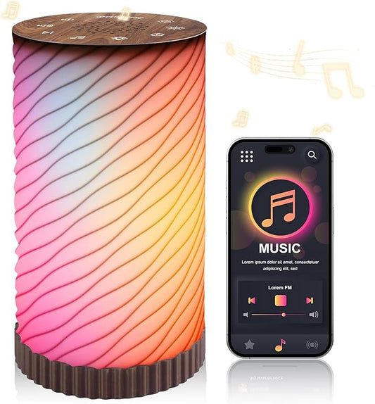 Touch Small Lamp for Bedroom, White Noise Sleep Sound Machine with Mood Night Lighting, Modern Bedside Table Lamp with Bluetooth Speaker, 20 Brightness & 30 Volume, Night Lights for Adults/Kids - Bloomnest