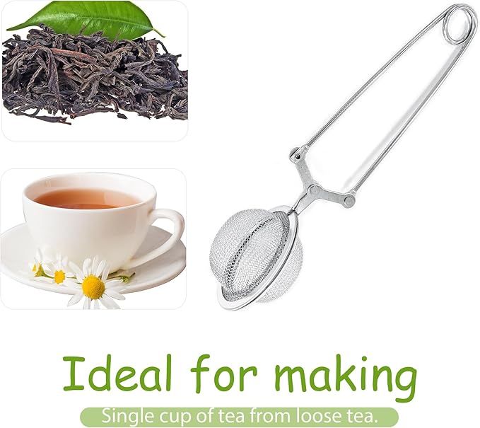3 Pack Snap Ball Tea Strainers with Handle, Premium Stainless Steel Fine Mesh Loose Tea Ball Infusers Steepers for Herbal Spices Seasonings - Bloomnest