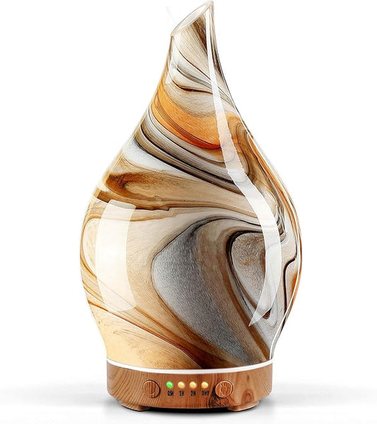 Porseme 150ml Glass Essential Oil Diffuser Aromatherapy Ultrasonic Cool Mist Humidifier 6 Running Hours Waterless Auto-Off Air Diffusers for Sleeping,Yoga,Office Working Spa and Rest (Deep Desert) - Bloomnest
