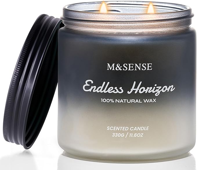 M&SENSE Cedar Ginger Men Scented Candles, 11.6oz 2 Wick All Natural Soy Wax Clean Non Toxic Gift for Men, Masculine Black Highly Scented Candle Home Fragrance Holiday Gift for Him - Bloomnest