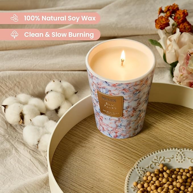 M&SENSE SolarFlowers Scented Candles for Home, Lead-Free Wick Highly Scented Jar Candles, 14.1 Oz 80 Hours Lasting Burning Candles Gifts for Women, Relaxing Aromatherapy Candle for Stress Relief - Bloomnest