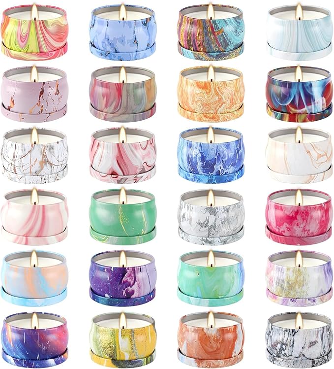 Scented Candles Gifts Set 24 Pack Soy Wax Travel Tin Jar Candles for Home 2.5 OZ Scented for Mom for Christmas, Birthday, Thanksgiving, Mother's Day - Bloomnest