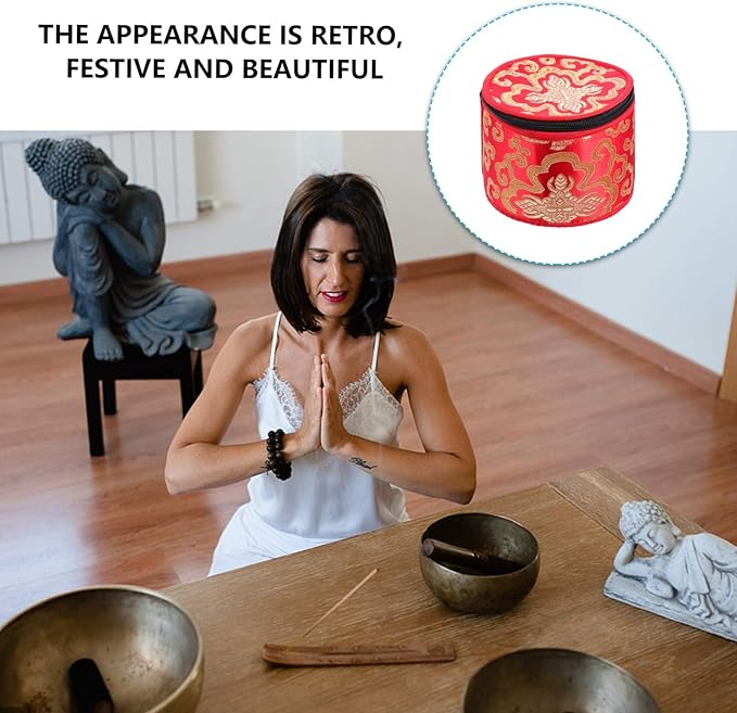 VAKUUM Gift Wrapping Bags Chanting Bowl Travel Bag Tibetan Singing Bowl Case Buddhist Singing Bowl Carry Bag Sound Bowl Holder Case Storage Bag Round Storage Tote Bag Gift Wrap Bags - Bloomnest