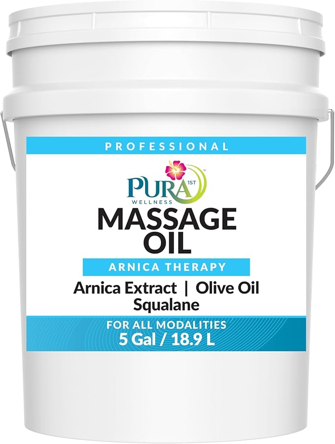 Wellness Professional 5 Gallon Arnica Massage Oil, for Bruising, Unscented Deep Tissue Massage Oil for Therapy, Hypoallergenic, for Physical Therapy, Natural, Skin Moisturizing - Bloomnest