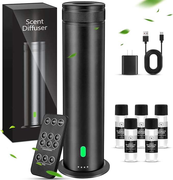 Waterless Scent Diffuser Starter Kit - Suitable for Home and Hotel Series Air Diffuser, 800 Square Inches of Coverage, 5 Kinds of Scented Essential Oils, Remote Control - Bloomnest