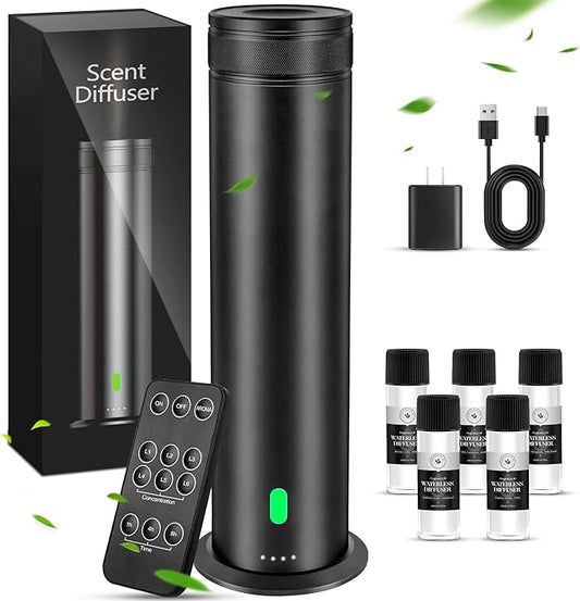 Waterless Scent Diffuser Starter Kit - Suitable for Home and Hotel Series Air Diffuser, 800 Square Inches of Coverage, 5 Kinds of Scented Essential Oils, Remote Control - Bloomnest