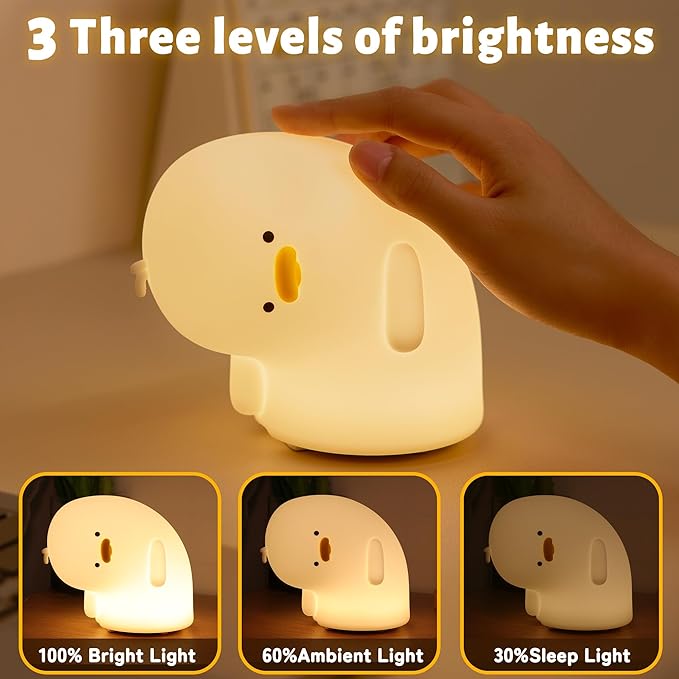 Attivolife Duck Night Light, Silicone Why Duck Lamp, Silica Gel Nursery Bedside Lamp with Dimmable Rechargeable, Best Decor for Bedroom Living Room Study, Creative Gift Idea for Baby Kids Friends - Bloomnest