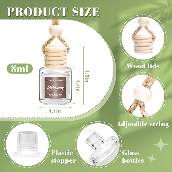 6 Pack Car Air Freshener for Women, Long Lasting Slow-Release Natural Essential Oil Scents Air Freshener Diffuser, Hanging Cute Car Accessories, Refined Auto Interior Decor Gift (8ml Each) - Bloomnest