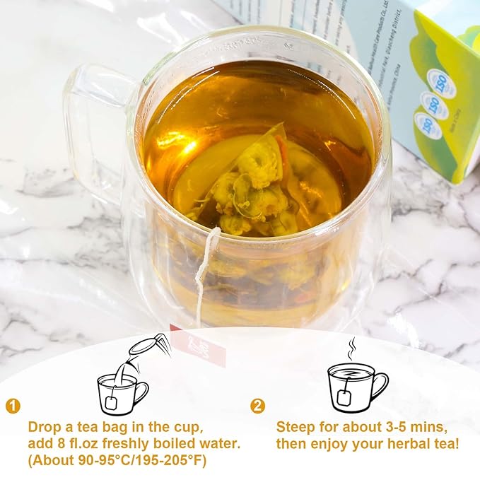TEARELAE - Chrysanthemum Cassia Seed Tea - Nourishing Liver Tea - 8g x 20 Count - Burdock Root, Goji Berry, Honeysuckle, Osmanthus - Natural Herbal Chrysanthemum Tea Bags - Liver Clean & Detox - Bloomnest