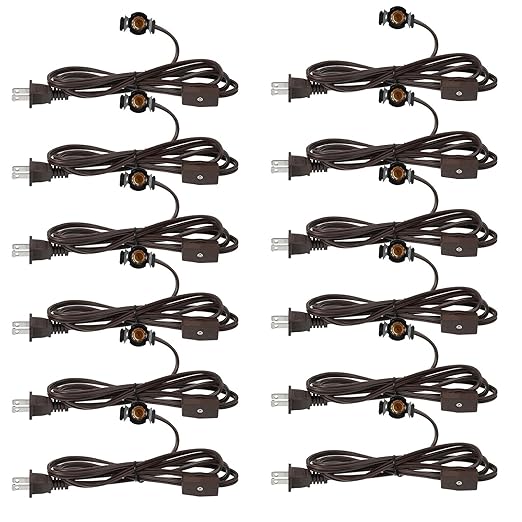 Macarrie 12 Pcs Single Salt Lamp Cord Replacement for Christmas Village E12 Corded Light Bulb Socket with Metal Clip Switch Plugs for Christmas Village House Accessories Crystal Salt Lamps 6 ft