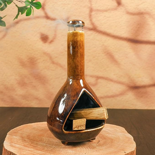Premium Ceramic Palo Santo Holder - Mini Chiminea for Sage & Incense - High-Temperature (1200°C) Cleansing Design for Energy Purification - Perfect for Yoga, Meditation, and Aromatherapy - Bloomnest