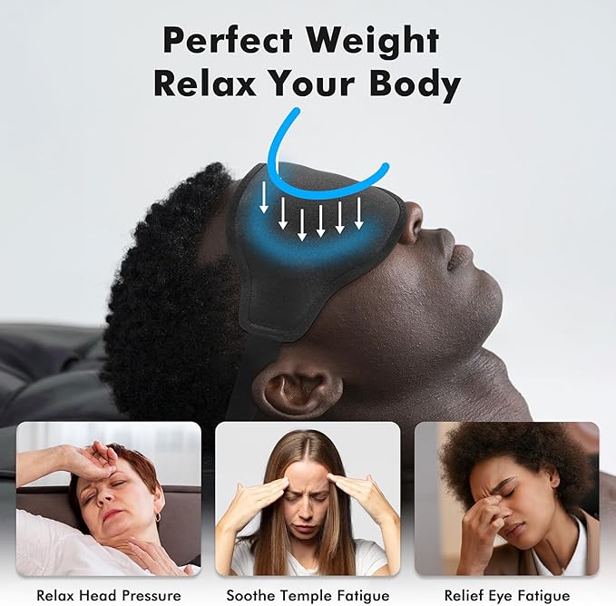 Weighted Eye Mask for Sleeping, 3D Contoured Sleep Mask Blackout with Adjustable Strap, Lash Extensions Sleeping Mask for Travel, Eye Cover Blindfold for Men Women (Black, 4.6oz) - Bloomnest