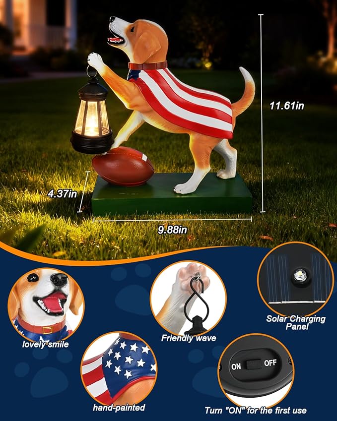 Solar Dog Statues Outdoor Decor with Lantern - Unique Beagle Puppy Home Decor Figurine for Garden, Patio, Yard - Idea Gifts for Women Mom - Bloomnest