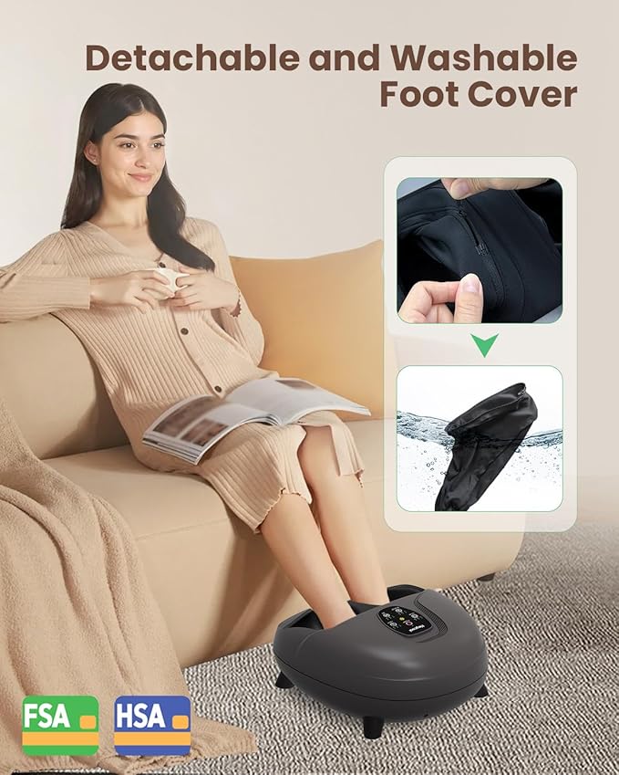 Shiatsu Foot Massager With Heat,Knead,Rolling,Compression, FSA Eligible/HSA Eligible Feet Massager Machine for Plantar Fasciitis Neuropathy, Remote Control,Foot Warmer Gifts for Women Men, Size 14 - Bloomnest