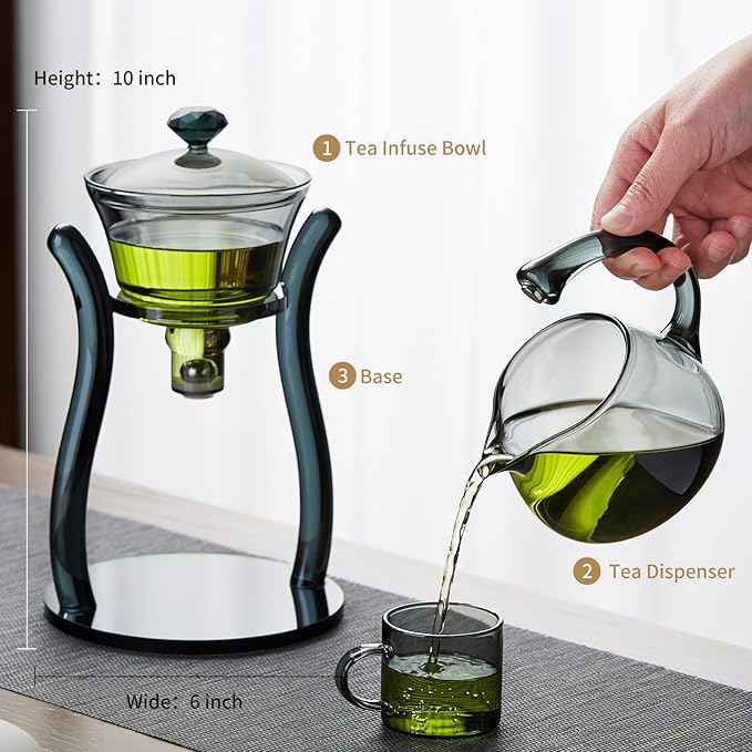 Glass Teapot Tea Pot Magnetic Ball, 12 OZ Drip-Teapot With Infuser, Semi-Automatic Tea Set,350Ml Turkish Tea pot, Kungfu Tea Set - Bloomnest