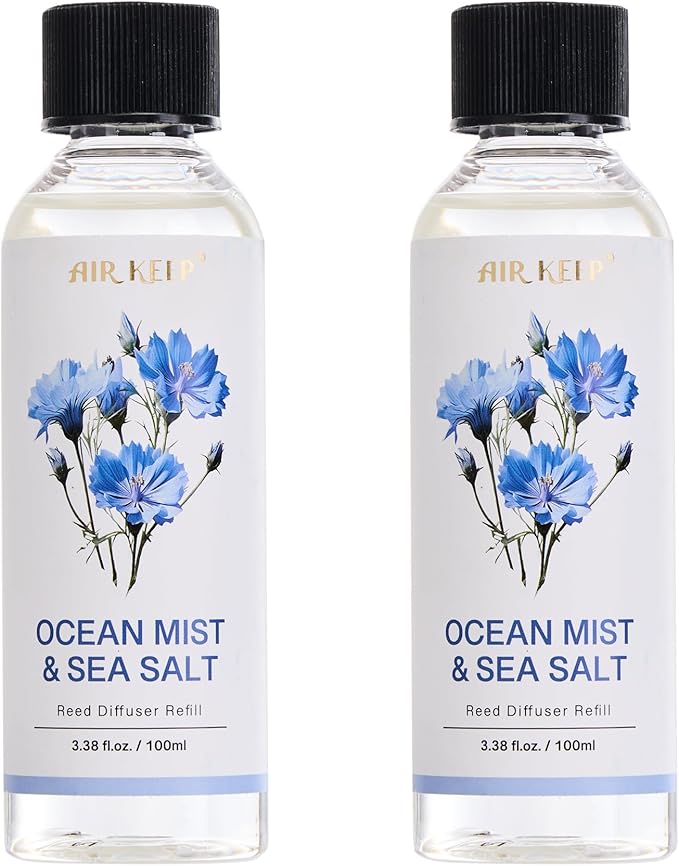 Airkeep Reed Diffuser Oil Refill/Ocean Mist&Sea Salt/3.38 oz(100ml)/2 Pack/Scented Oil Refill for Reed Diffuser Home Fragrance for Bedroom, Bathroom Office Home Decor - Bloomnest