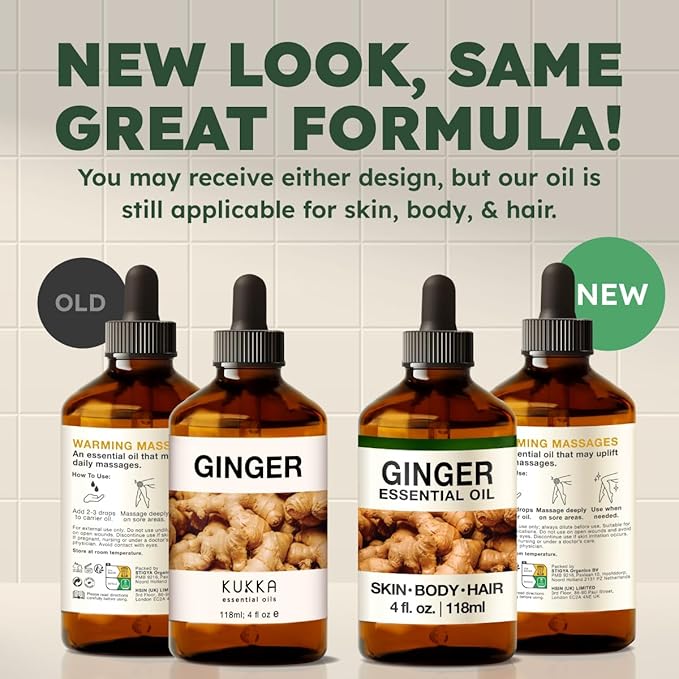 KUKKA Ginger Essential Oils - 4 Fl Oz - for Hair, Skin, Diffuser, Aromatherapy & DIY Soap Making Scent - Bloomnest
