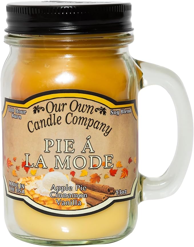 Our Own Candle Company, Pumpkin Cream Pie, Cinnamon, and French Vanilla Scented Mason Jar Candle, 100 Hour Burn Time, 13 Ounces - Bloomnest