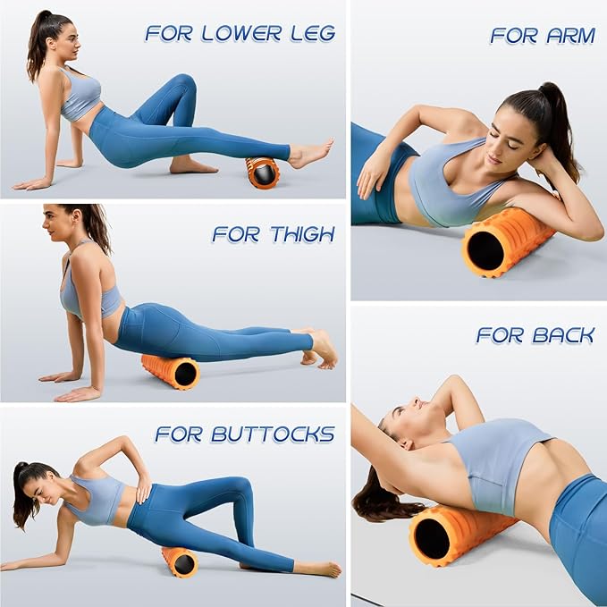 Foam Roller High Density 18" Foam Roller for Deep Tissue Muscle Massage, Trigger Point Fitness Exercise Massage Roller Self-Myofascial Back Roller Release for Whole Body - Bloomnest
