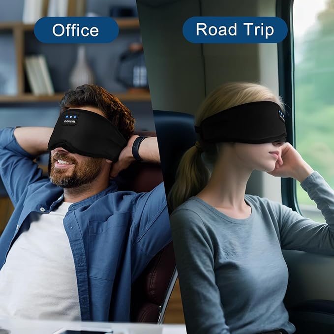 Deep Sleep Mask with Bluetooth 5.4 Headphones - Blackout Sleeping Mask Side Sleeper Eye Masks Earphone Rechargeable Headband Wiless Music Ear Muffs Portable Travel Essentials Gift for Women Men Mom - Bloomnest