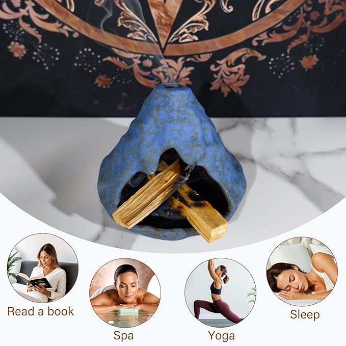 Palo Santo Incense Holder and Burner - Zongzi Modeling Smudge Bowl | Sage Cone Burner Holder & Chiminea Incense Dish Ideal for Energy Cleansing, Yoga, Meditation,Zen,Altar Decor & Aromatherapy MOUGIGI