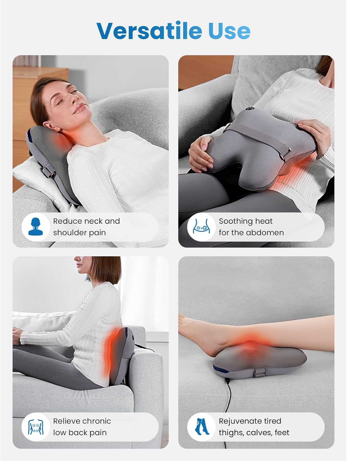 BOB AND BRAD Back Massager with Heat and Remote, EZBack Plus Corded Neck Massager for Pain Relief Deep Tissue, Shiatsu Massage Pillow with 3 Level for Full Body, FSA Eligible Ideal Gifts for Women