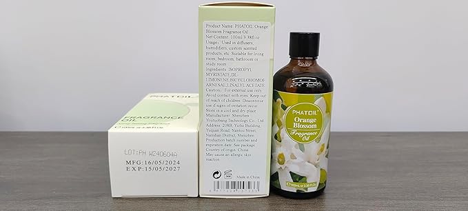 PHATOIL Orange Blossom Fragrance Oils for Aromatherapy, 3.38FL.OZ Diffuser Oils for Home, Perfect for Aromatherapy, Humidifiers, Yoga, DIY Candle and Soap Making - 100ml - Bloomnest