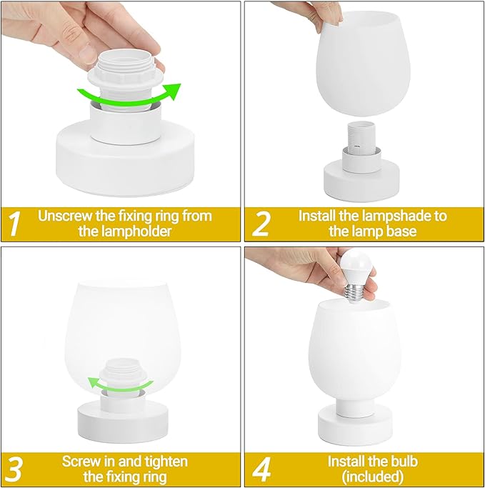 Touch Bedside Lamp, Mini Stepless Dimmable Table Lamps for Bedroom for Night Stands, Small Desk Lamp with Brightness Memory, USB Charging Ports, Warm LED Bulb, White, Round Shape, 1 Set - Bloomnest