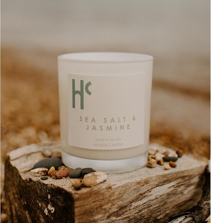 Sea Salt & Jasmine Single Wick Soy Candles, Luxury Scented Candles for Home - Up to 60 Hour Burn Time, Cruelty-Free Soy Wax Blend - Beach Fragrance, Notes of Jasmine & Sea Salt (9 oz) - Bloomnest