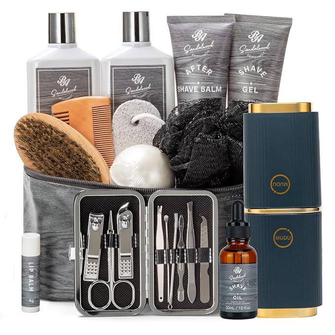 Valentines Day Gifts for Men, 14 Pieces Grooming Set, Hydrating Skin Care Set, Beard Kit Spa Set, Bath & Body Care Kit, Boyfriend, Dad, Anniversary Gifts, Birthday, Christmas, Father's Day - Bloomnest